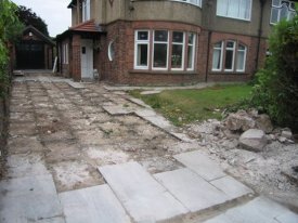 BEFORE LARGE BLOCK PAVED DRIVEWAY BIRKENHEAD